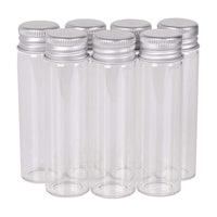 48 x Glass Test Tube 26mL Metal Lid Flat Base Craft Bath Salts Candy Gifts