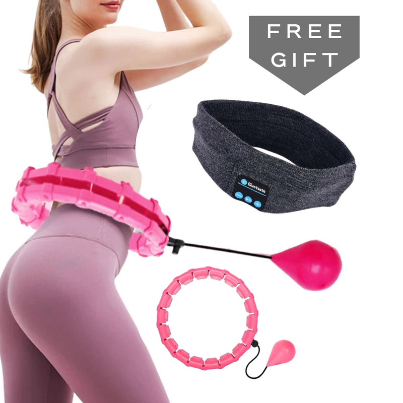 24 Knots Smart Hula Hoop Fitness Detachable Hoops Weight - Pink with Wireless Bluetooth Headband w/Mic Australia