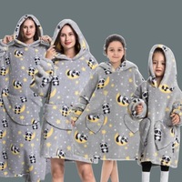 Kids Adult Wearable Blanket Hoodie Oversized Hoodie Sherpa Children Pajamas Sweatshirt Pockets Warm Winter Clothes