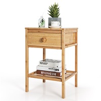Bedside Table With 1 Drawers Night Table NightStand w/Drawer & Open Shelf for Living Room Bedroom Natural Lamination