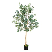 Giantex 1.65m Artificial Tree Fake Eucalyptus Plants w/Silver Dollar Leaves Faux Decoration Plant for Home Office
