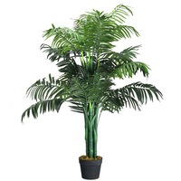 Giantex 110cm Artificial Areca Palm Tree Faux Potted Plants Tropical Plant w/28 leaves Home Office Decor