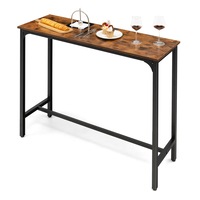 Giantex 120cm Bar Table Rectangular Kitchen Dining Table w/Footrest & Steel Console Table