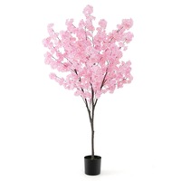 Giantex 190cm Artificial Cherry Blossom Tree Faux Flower Potted Plant w/1170 Pink Flowers Home Outdoor Indoor Wedding Decor
