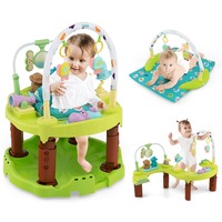Giantex 3-in-1 Baby Folding Activity Center Toddler Jumper Bouncer 3-Level Adjustable Height Activity Table & Play Mat Green