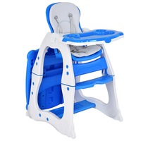 Giantex 3 in 1 Baby High Chair Convertible Play Table Booster Seat w/ Adjustable Feeding Tray, Blue