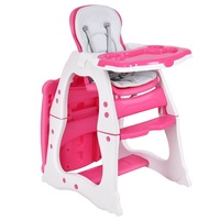 Giantex 3 in 1 Baby High Chair Convertible Play Table Booster Seat w/ Adjustable Feeding Tray,Red