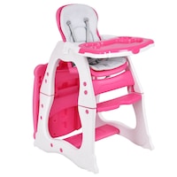 Giantex 3 in 1 Baby High Chair Convertible Play Table Booster Seat w/ Adjustable Feeding Tray,Red