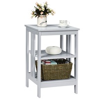 Giantex 3-Tier Bedside Table Nightstand Storage Display Shelf End Table, Grey