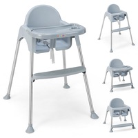 Giantex 4-in-1 Baby High Chair Foldable Infant Booster Seat Toddler Feeding Chair w/Removable Tray Grey