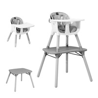 Giantex 5-in-1 Convertible Baby Highchair Infant High Dining Chair w/Removable & Adjustable Tray Highchair Table & Chair Set, Grey