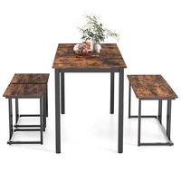 Giantex 4-Piece Dining Table Set Industrial Dining Table 4 Seats Breakfast Table Furniture Set for Kitchen Restaurant Bar