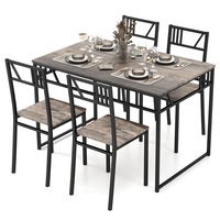 Giantex 5PCS Dining Table & Chairs Set Dining Furniture Set Metal Frame Dining Room Kitchen Restaurant w/4 Chairs