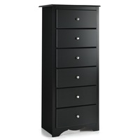 Giantex Chest of 6 Drawers Dresser Clothes Storage Cabinet w/Metal Handles Tall Boy Home Furniture for Hallway Living Room Black