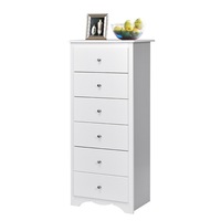 Giantex Chest of 6 Drawers Dresser Clothes Storage Cabinet w/Metal Handles Tall Boy Home Furniture for Hallway Living Room White