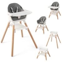 Giantex 6-in-1 Convertible Baby Highchair Infant Feeding Chair w/Removable Dishwasher & Safe Tray Wood Baby Dining Chair