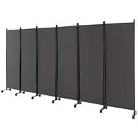 Giantex 6-Panel 1.73m Mobile Room Divider Foldable Privacy Screen w/Lockable Wheels Privacy Protection Grey