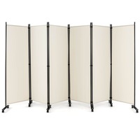 Giantex 6-Panel 1.73m Mobile Room Divider Foldable Privacy Screen w/Lockable Wheels Privacy Protection White
