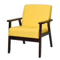 Giantex Armchair Lounge Chair Accent Chair w/Wood Legs & Fabric Upholstered for Living Room Office Yellow
