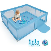 Giantex 200 x 180cm Baby Playpen Infant Large Safety Play Center Yard w/50 Ocean Balls Blue