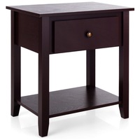 Giantex Bedside Tables Nightstand Wooden End Table Sturdy Storage Cabinet Bedroom Accent Table