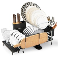 Giantex 2-Tier Dish Drying Rack Detachable Dish Rack w/360°Swivel Spout & Utensil Holder Dish Drainer Set Sink Organization