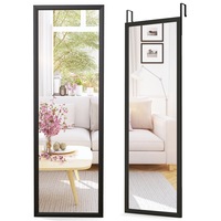 Giantex Full length Mirror w/ 2 x Height Adjustable Hooks Hanging Dresser Mirror for Bedroom Bathroom Entryway, Black