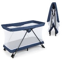 Giantex 2-in-1 Foldable Newborn Baby Playard Infant Playpen w/Breathable Mesh Toddler Travel Crib Nursery Center