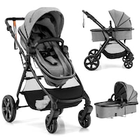 Giantex Folding Baby Stroller Portable Pushchair w/Adjustable Canopy & Reversible Seat Grey