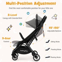 Giantex Folding Infant Stoller Portable Baby Stroller w/ Adjustable Canopy Self-Standing Gravity Folding Design Black