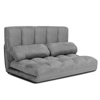 Giantex Folding Lounge Sofa Bed Floor Recliner Chaise Chair Adjustable Position/Ergonomic Headrest, Grey