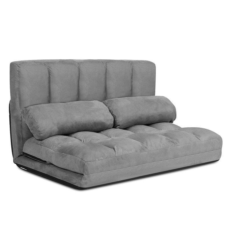 Giantex Folding Lounge Sofa Bed Floor Recliner Chaise Chair Adjustable Position/Ergonomic Headrest, Grey