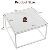 Giantex Modern Square Coffee Table Center Cocktail Table w/Faux Marble Tabletop Center Cocktail Table White