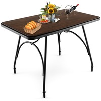 Giantex Industrial Dining Table Kitchen Table w/Adjustable Feet & Steel Frame Rustic Brown