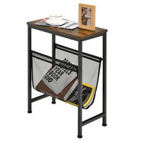 Giantex Industrial Side Table 2-Tier Sofa Coffee Table w/Mesh Magazine Holder Nightstand for Living Room Bedroom Office