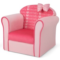 Giantex Kids Sofa Ergonomic Children Couch Upholstered Armchair w/Cute Bow Bedroom Living Room, Pink