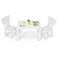 Giantex Kids Table and 2 Chairs Set Children Play Table for Eating Drawing Writing and Craft Kids Furniture Set,White