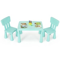 Giantex Kids Table and 2 Chairs Set Children Play Table for Eating Drawing Writing and Craft Kids Furniture Set,Green