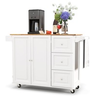 Giantex Kitchen Island Trolley Mobile Storage Cabinet w/ Drawers & Towel Rack Drop-leaf Top Home Kitchen,White
