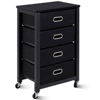 Giantex Mobile File Cabinet 4 Chest of Drawers Dresser Side Cabinet w/Wheels & Brakes Bedside Table Home Office Black