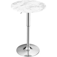 Giantex Modern Bar Table w/ Marble Patterns Height Adjustable & 360° Swivel Counter Table Round Pub Table for Home Restaurant & Cafe,White