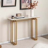 Giantex Modern Console Table Hallway Table Entryway Display Table w/Adjustable Footpads Gold