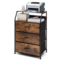 Giantex Nightstand Dresser Organizer Unit Chest of 3 Drawers Dresser Industrial Accent Storage Cabinet for Bedroom Living Room Entryway