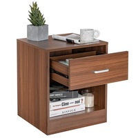 Giantex 2-tier Modern Nightstand Wooden Bedside Table w/Drawer Storage End Table for Bedroom Living Room Brown