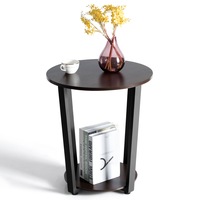 Giantex Retro Side Table Coffee Table Round Sofa Bedside End Table Nightstand Bedroom Living Room, Black Walnut