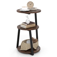Giantex Round Bedside Table 3-Tier Accent Nightstand w/Adjustable Foot Pads Home Office End Table