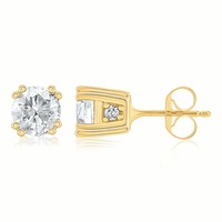 9ct Yellow Gold Round Brilliant Cut 1/4 Carat tw of Diamonds Stud Earrings