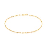 9ct Yellow Gold Silver Filled 19cm Singapore Bracelet
