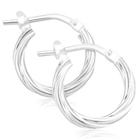 Sterling Silver 10x2mm Twist Hoop Earrings