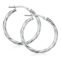 Sterling Silver 20x2mm Round Twist Hoop Earrings